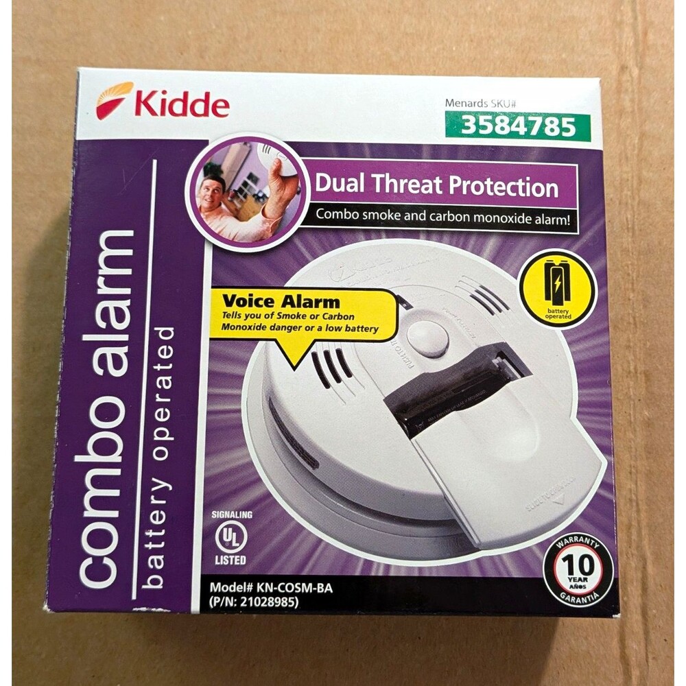 Kidde KN-COSM-BA Smoke & CO Detector Voice Alerts Battery Powered White 85dB